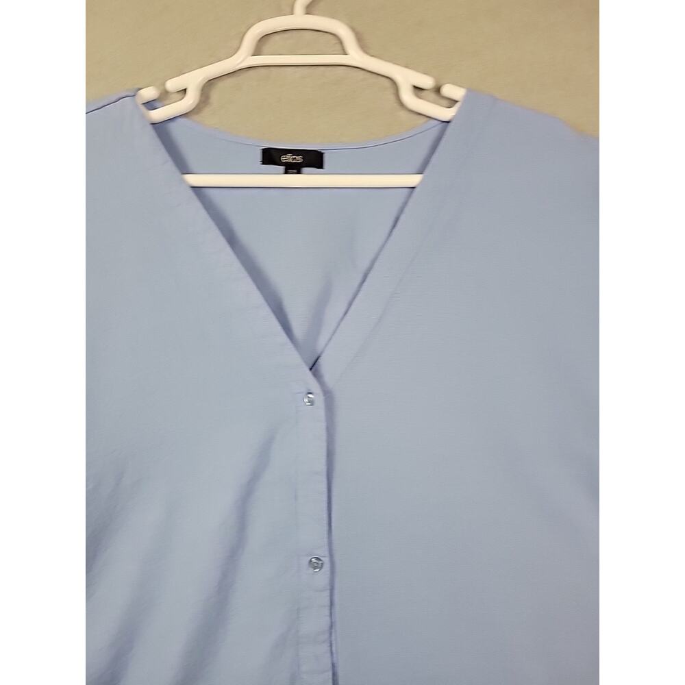 Ellos Linen Rayon Blue Lagenlook Oversized Button Up Tunic Top Women's Plus 4X - Picture 3 of 13